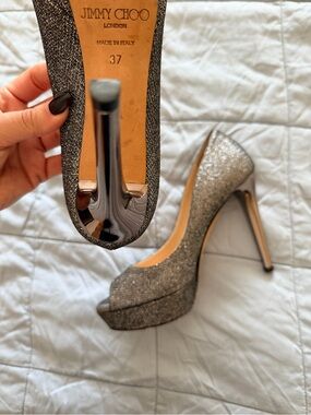 Jimmy Choo Gunmetal Metallic Pumps
